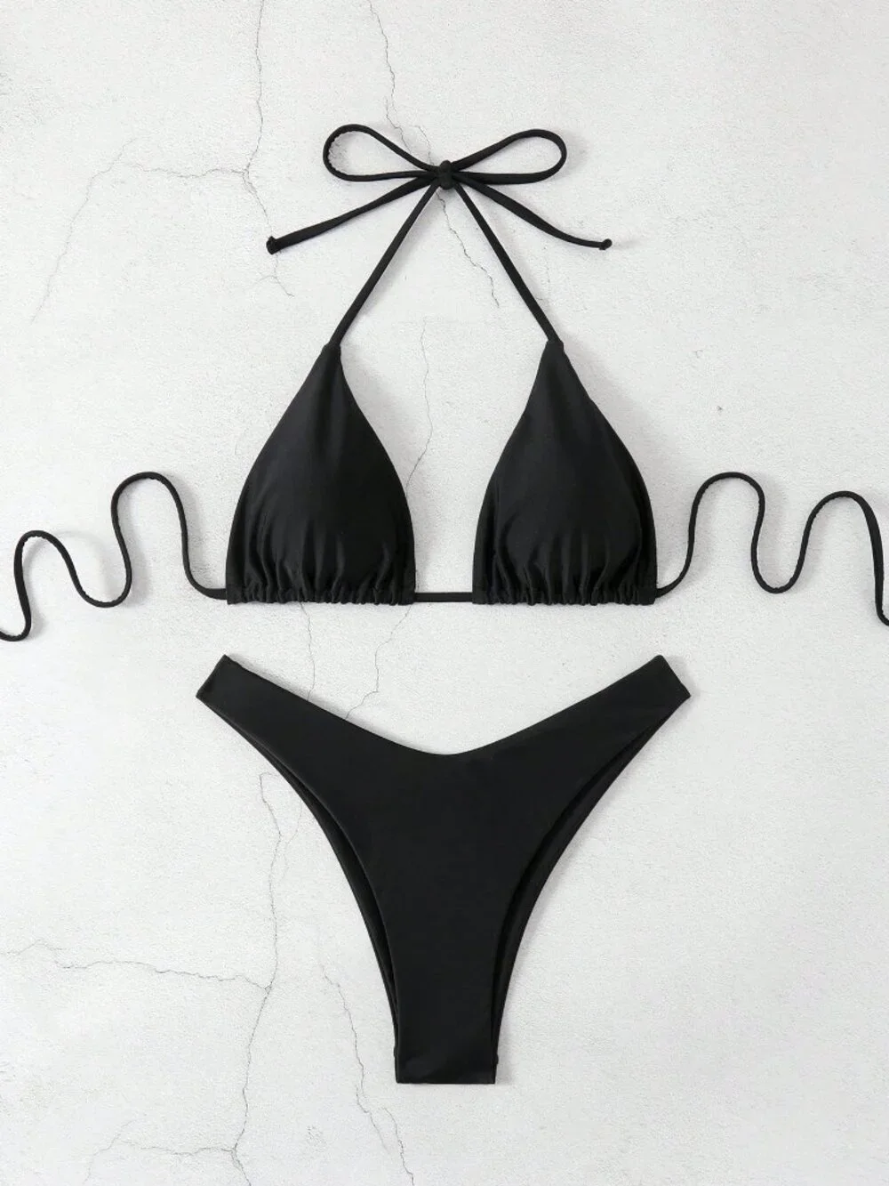 Black Sexy Women's V-Neck Halter Bikini Set Bathing Suit Beach Vacation